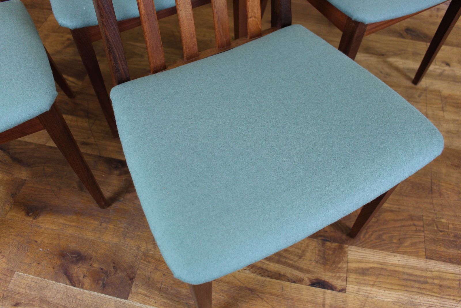 Set Of 6 G Plan 1970’s Teak Dining Chairs Newly Upholstered photo vintage