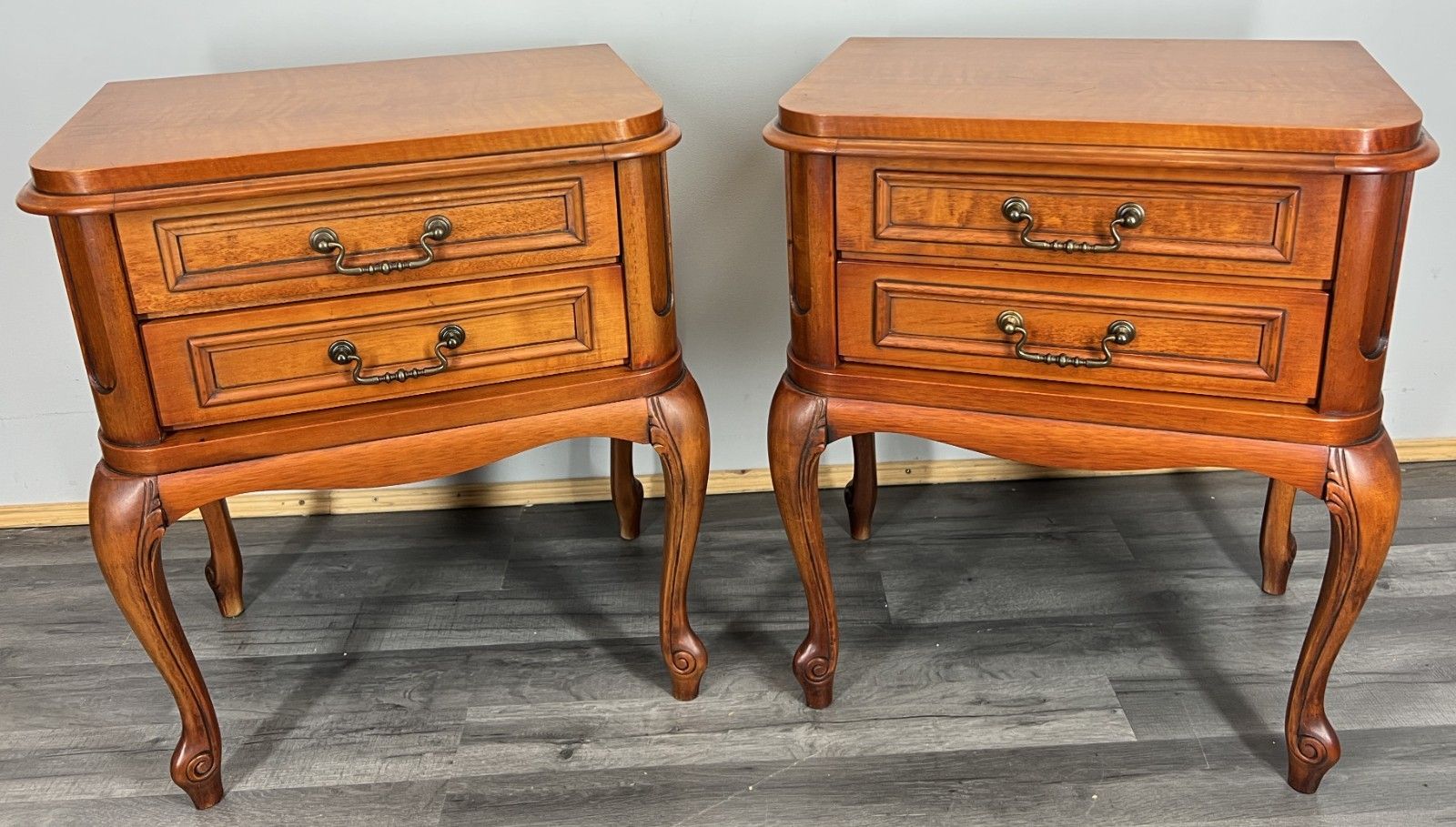 Pair Of Bedside Tables Vintage French Louis XVI Nightstands Cabinets Lot 4448 photo for sale