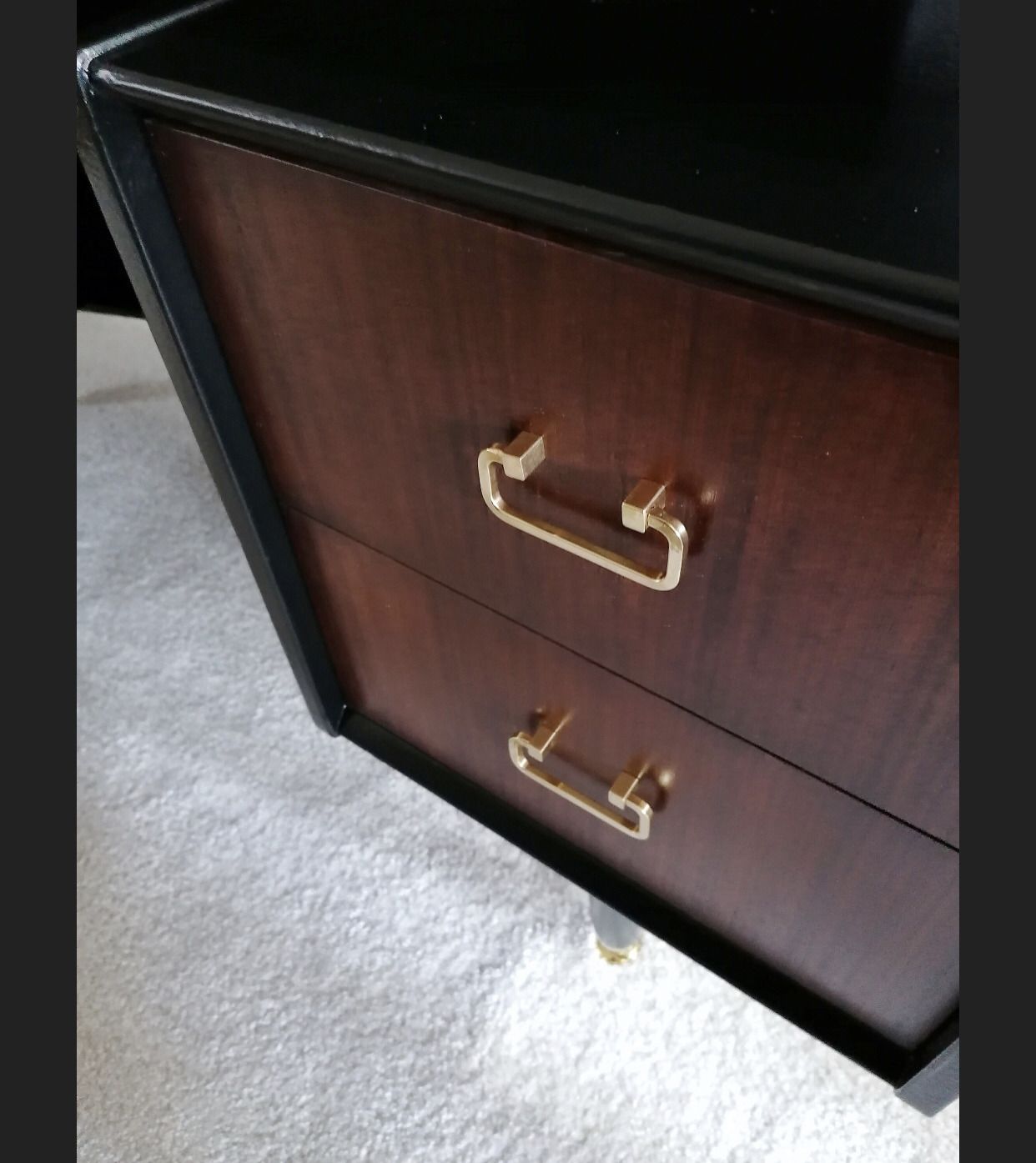 Mid Century Upcycled Painted Dressing Table For New Home Black And Gold Furniture For Bedroom Office photo furniture