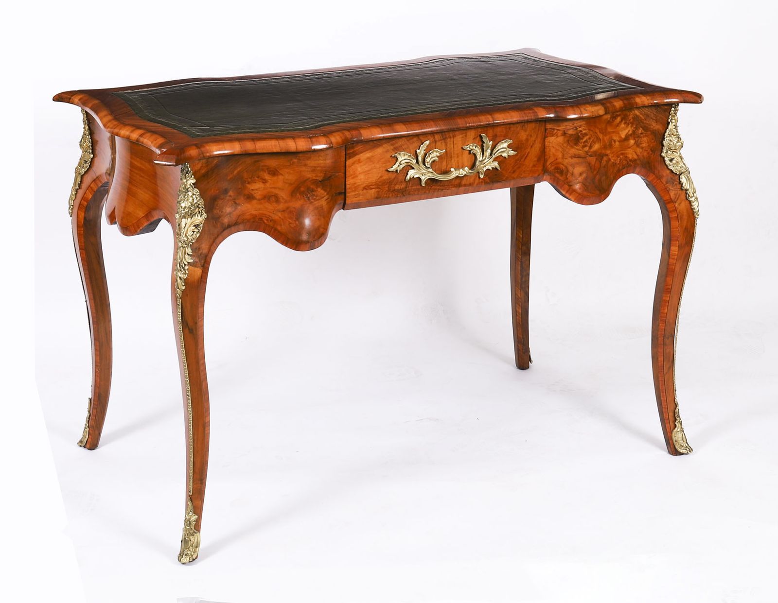 Antique French Burr Walnut Writing Desk Bureau Plat C.1870  114x65cm
