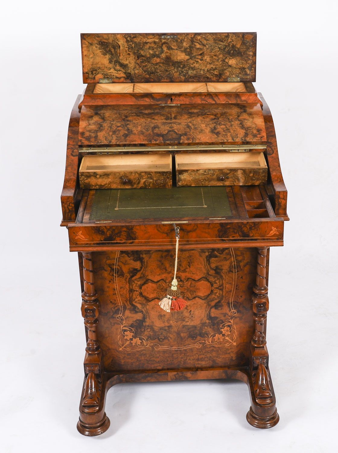 Victorian Burr Walnut & Inlaid Davenport Desk C.1860 19t Century photo for sale