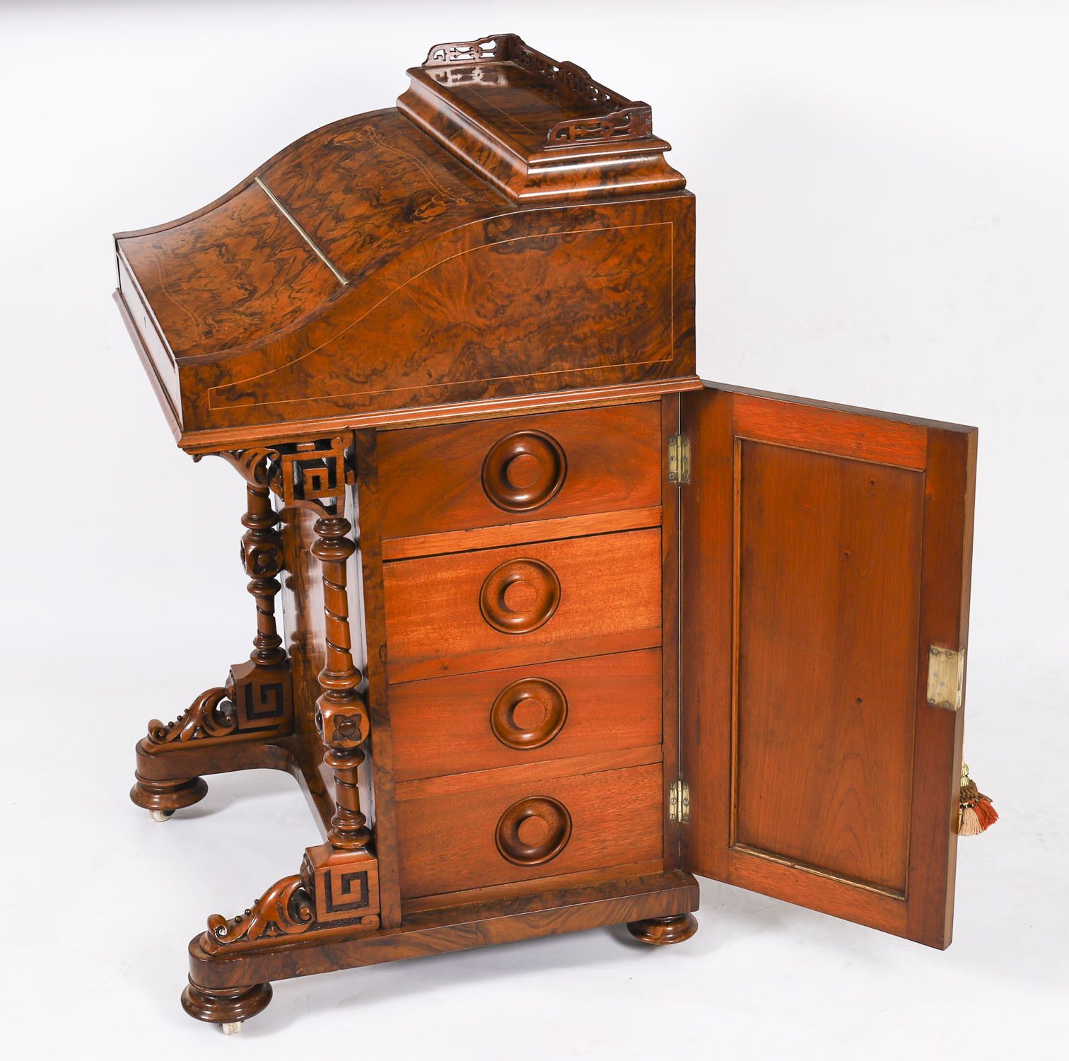 Victorian Burr Walnut & Inlaid Davenport Desk C.1860 19t Century photo buy