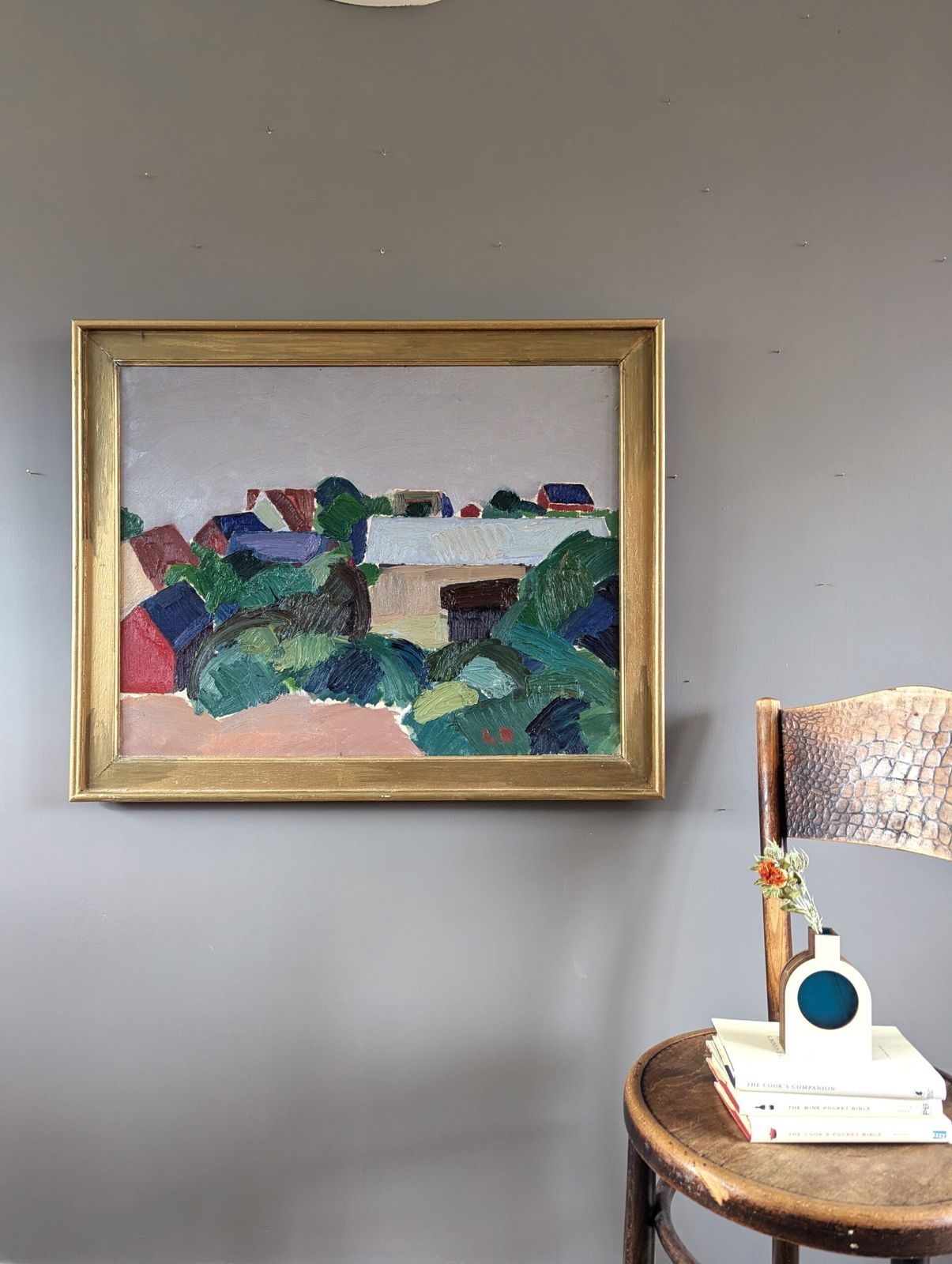 Oil Painting Hillside Houses, Modernist photo furniture