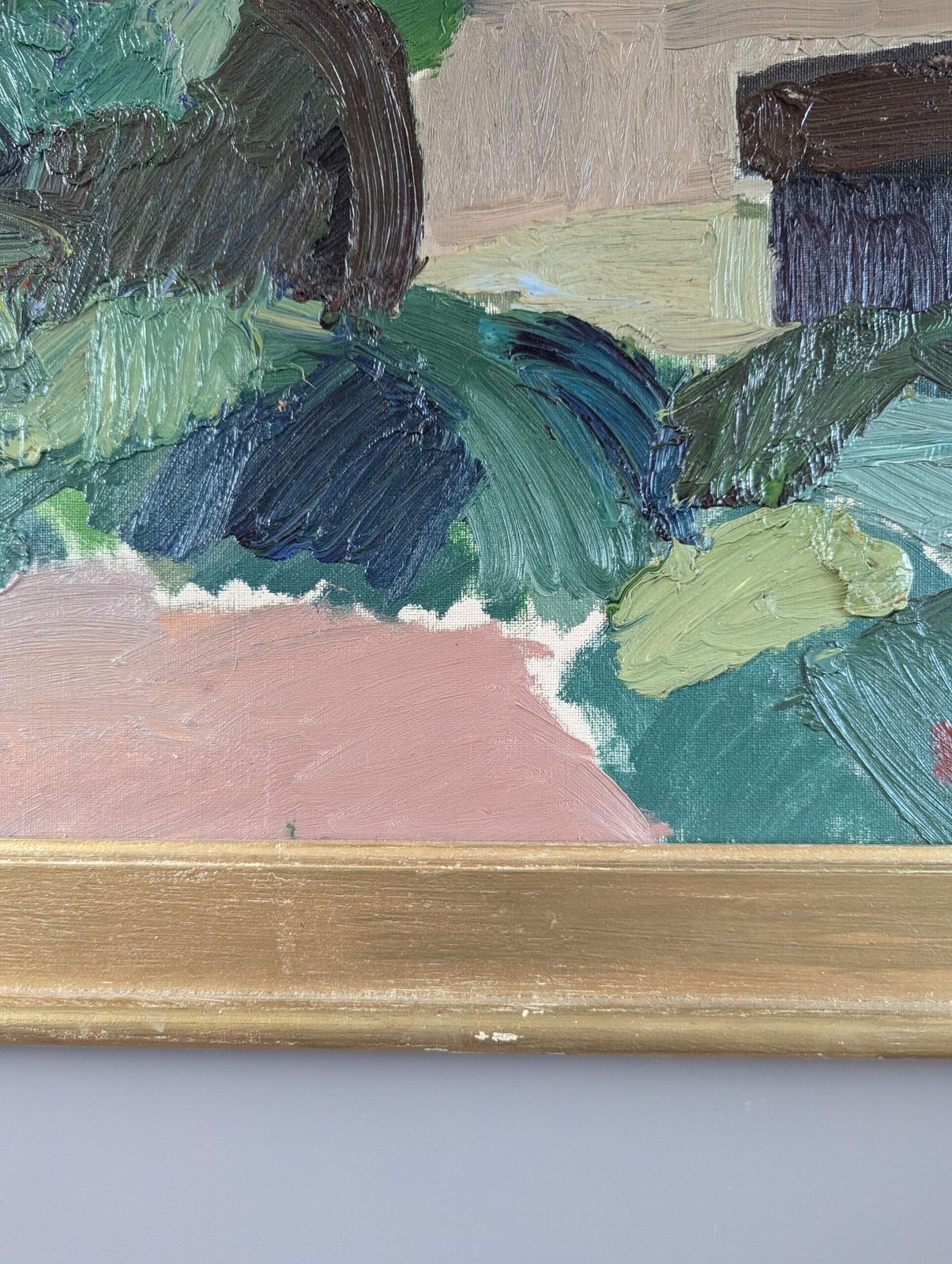 photo for sale Oil Painting Hillside Houses, Modernist