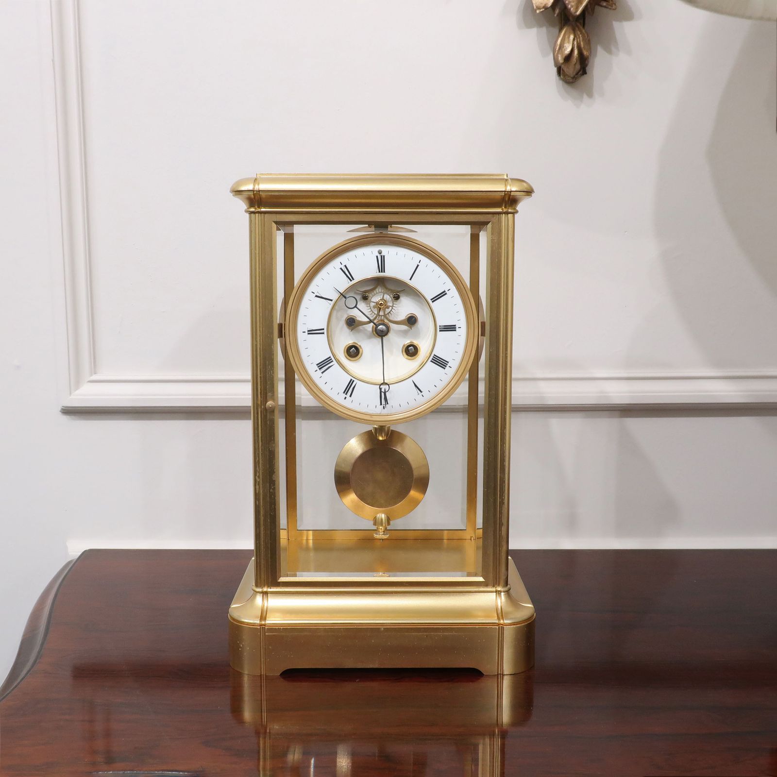 French Gilt Brass Gorge Case Mantel Clock By Samuel Marti photo for sale