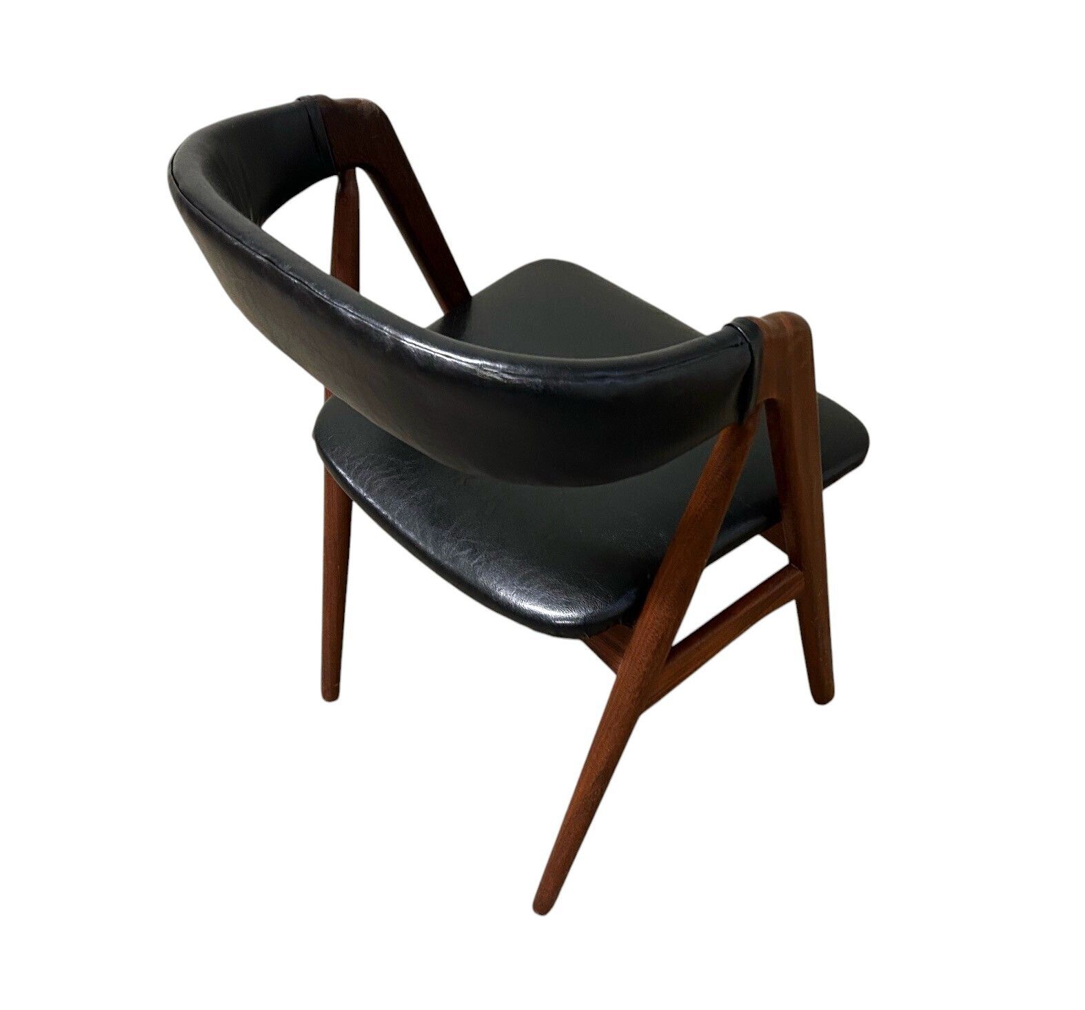 Danish Thomas Harlev Model 205 For Farstrup Teak And Black Vinyl Dining Desk Chair Mid Century 1950s photo vintage