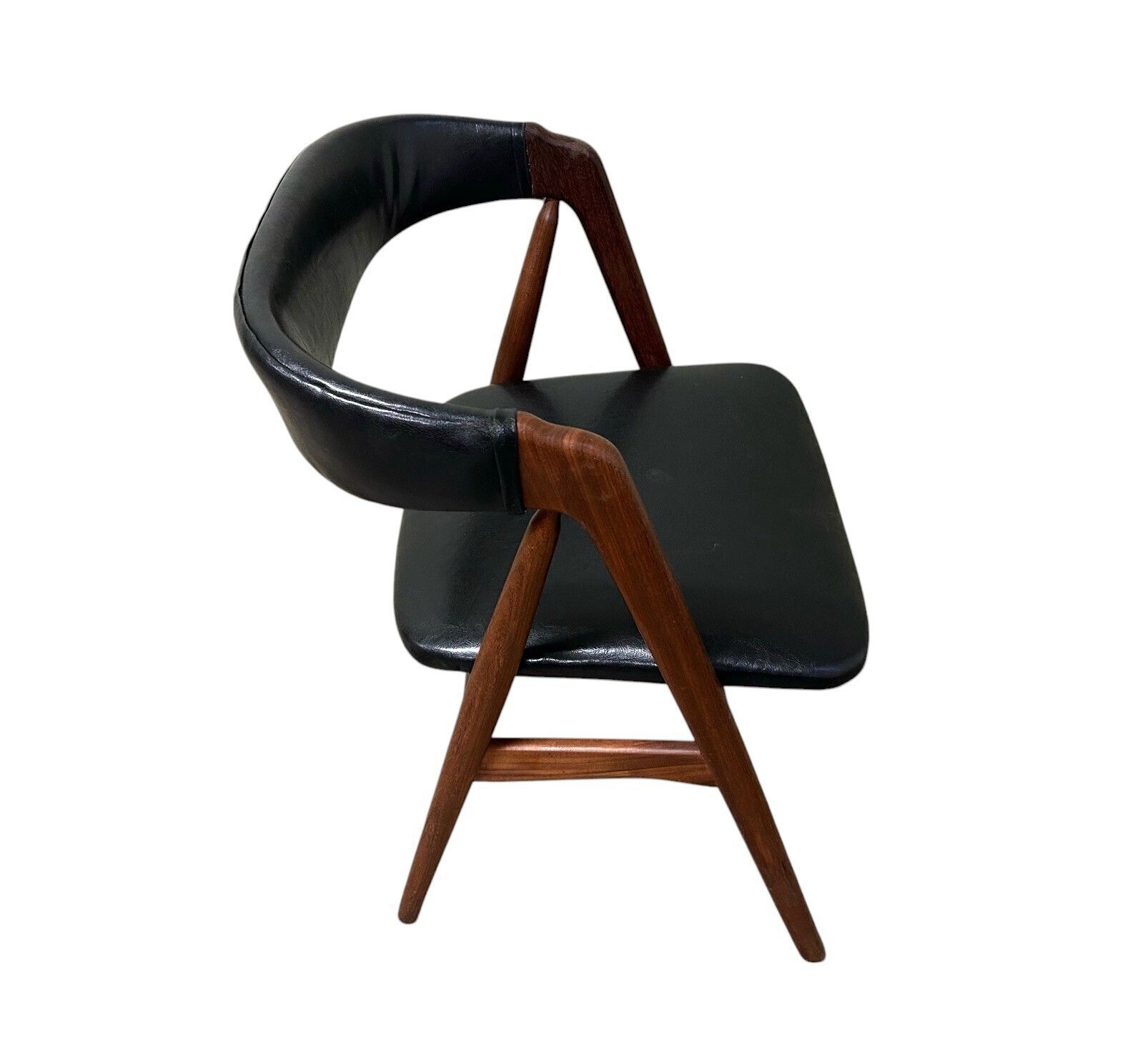 Furniture Danish Thomas Harlev Model 205 For Farstrup Teak And Black Vinyl Dining Desk Chair Mid Century 1950s photo