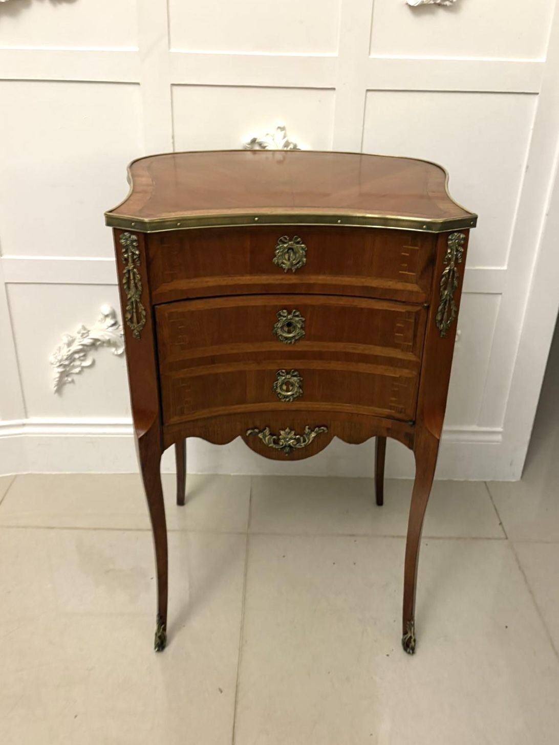 Antique Quality French Louis XV Style Marquetry Side Cabinet