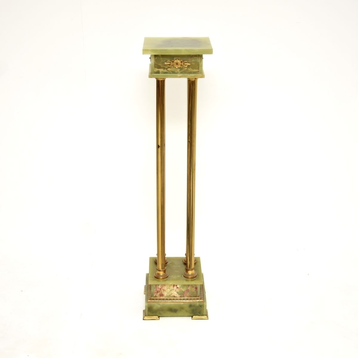 Antique French Onyx And Brass Plant Stand Column photo for sale