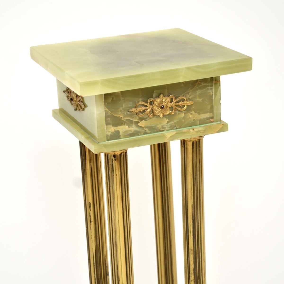 Antique French Onyx And Brass Plant Stand Column photo Home Decor
