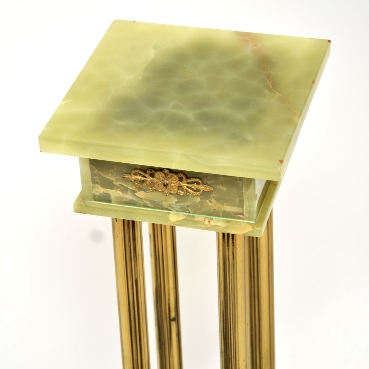 photo furniture Antique French Onyx And Brass Plant Stand Column