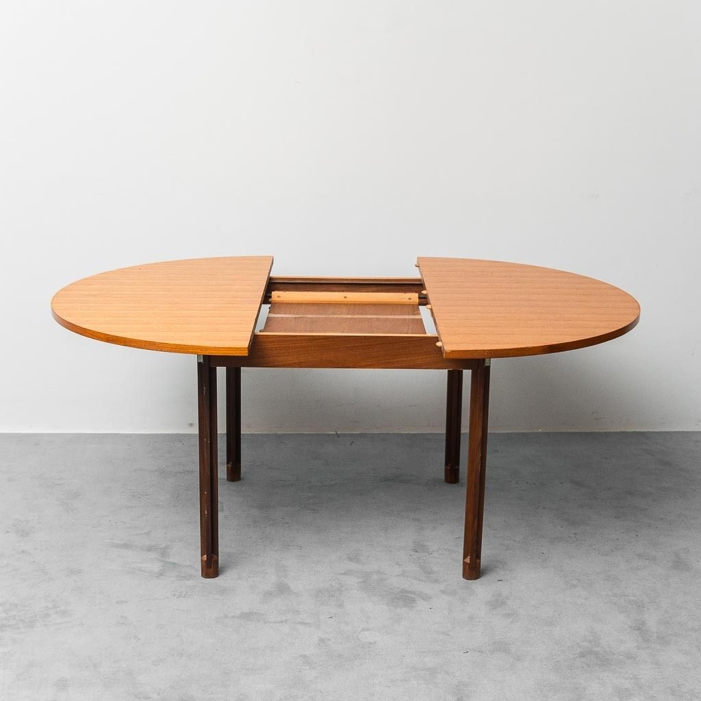 George Coslin 1960s Vintage Modern Antique Extendable Round Teak Dining Table photo vinterior