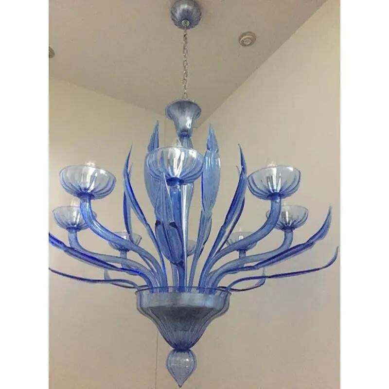 Murano Glass Bluino Italian Leaves Chandelier By Simoeng photo Lighting