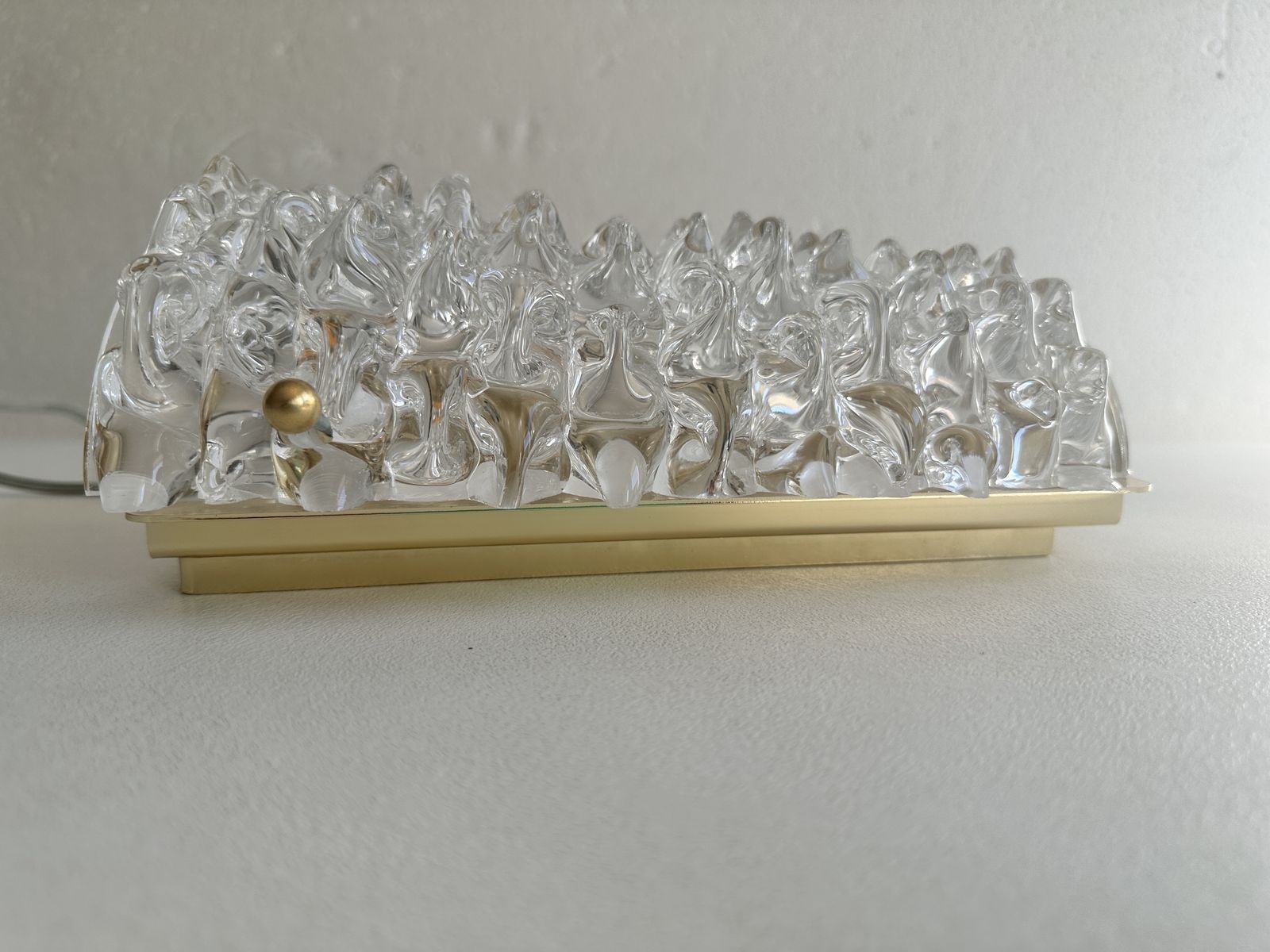 A Pair Barovier Style Art Deco Rostrato Clear Italian Murano Glass Wall Sconces photo 3200.0