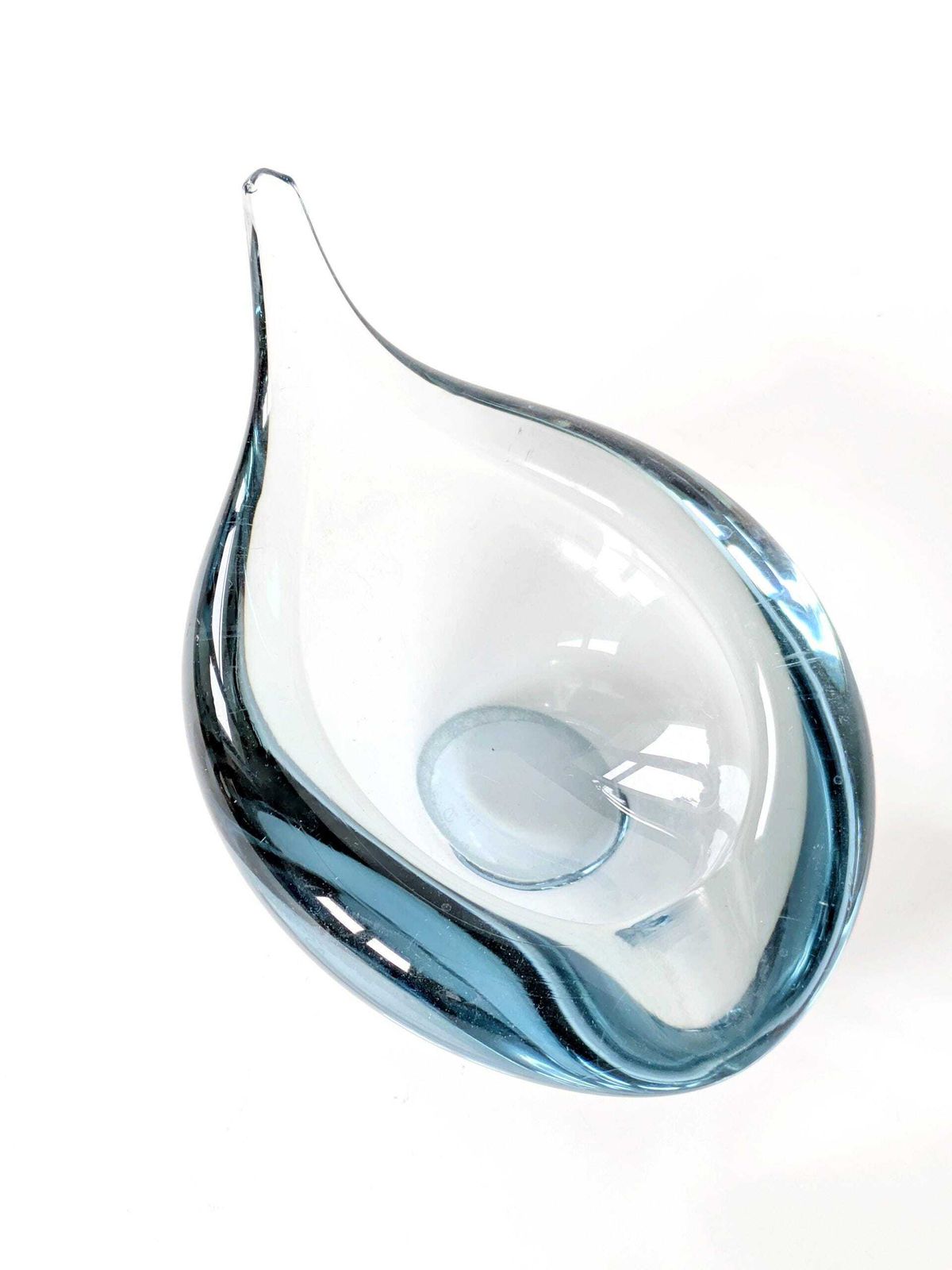 Midcentury Holmegaard Akva Glass Bowl By Per Lütken: Signed Danish Art Glass In Aqua Blue photo 148.0