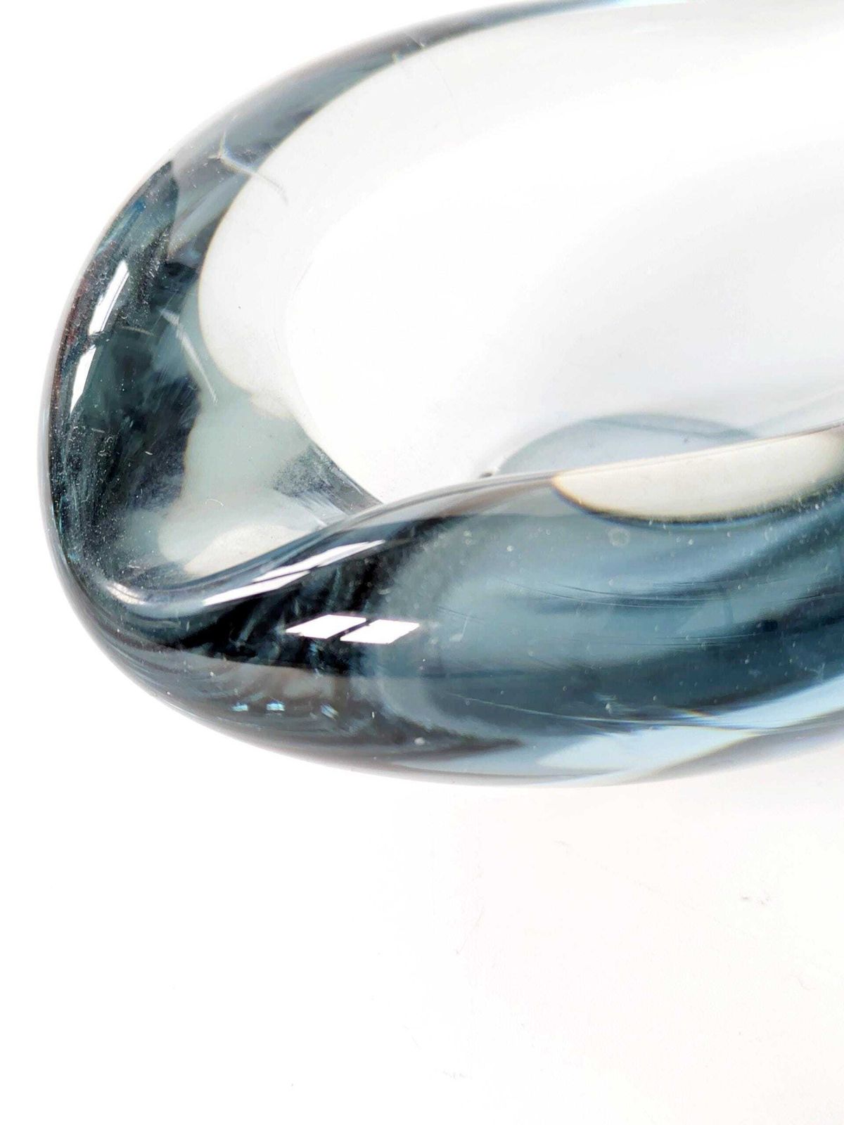 Midcentury Holmegaard Akva Glass Bowl By Per Lütken: Signed Danish Art Glass In Aqua Blue photo buy