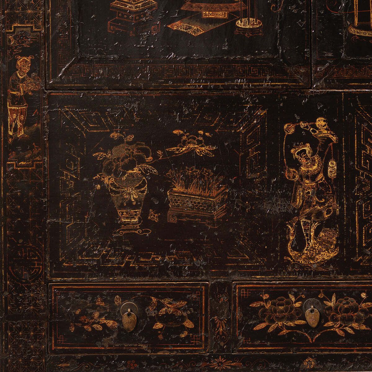 Black Lacquer Gold Painted Shanxi Cabinet photo buy