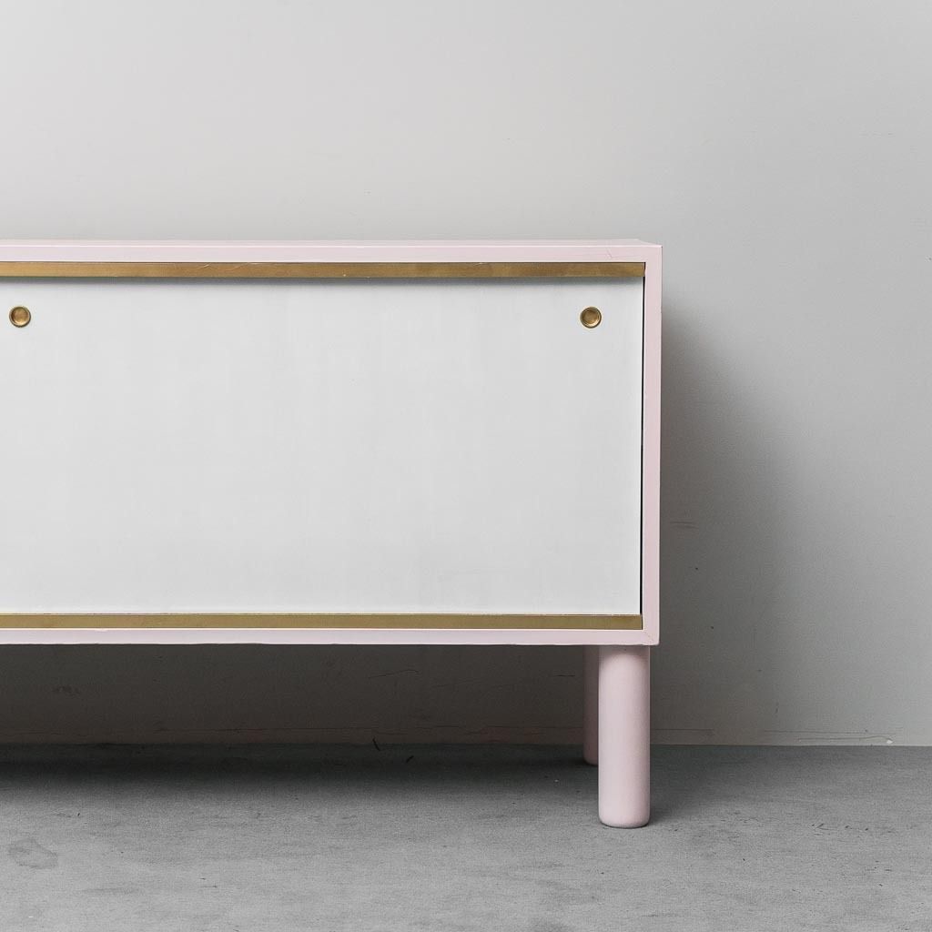 Vintage Sideboard In Pink And White Wood, Italy, 1960s, Modern Antiques photo furniture