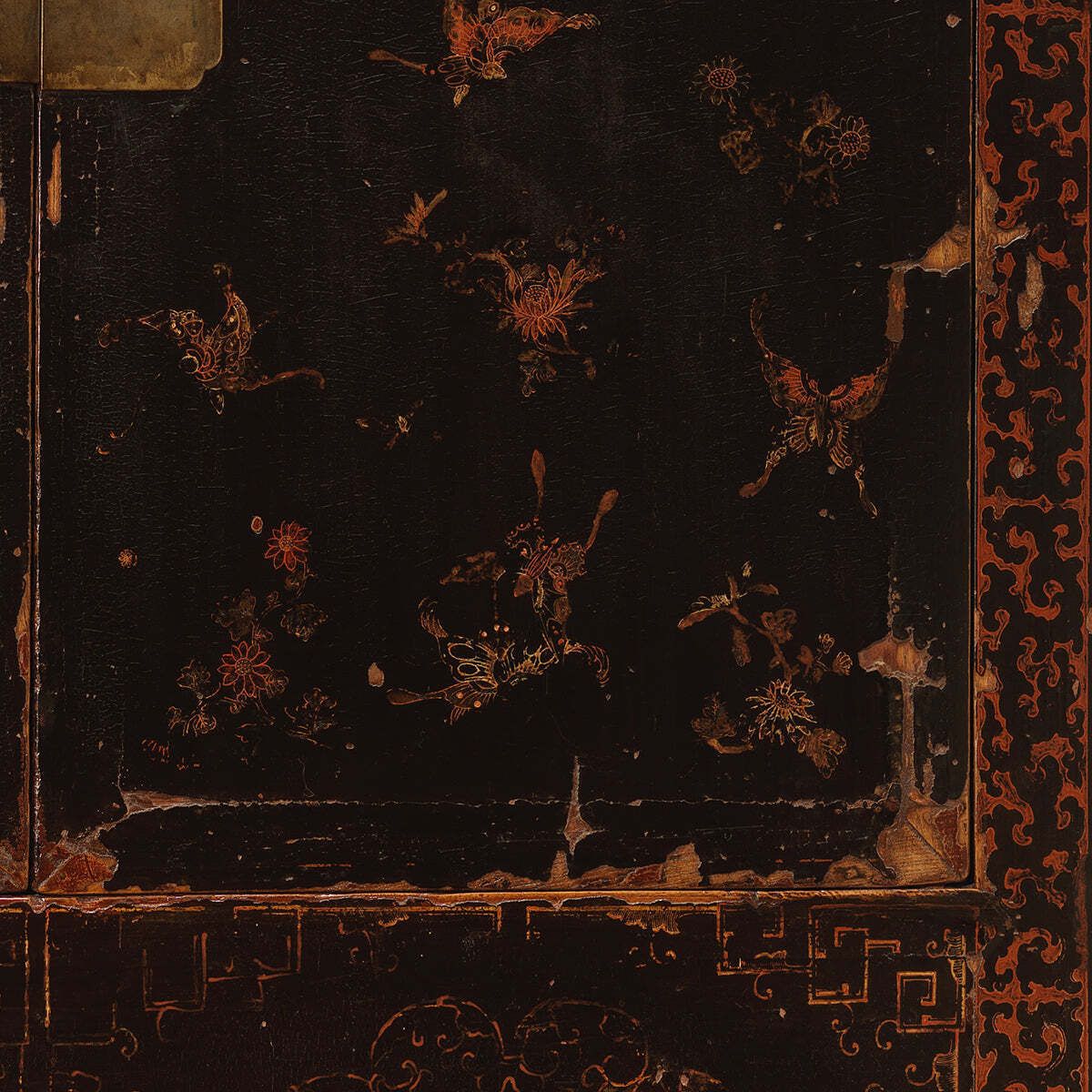 Black Lacquer Shanxi Cabinet With Butterflies photo buy