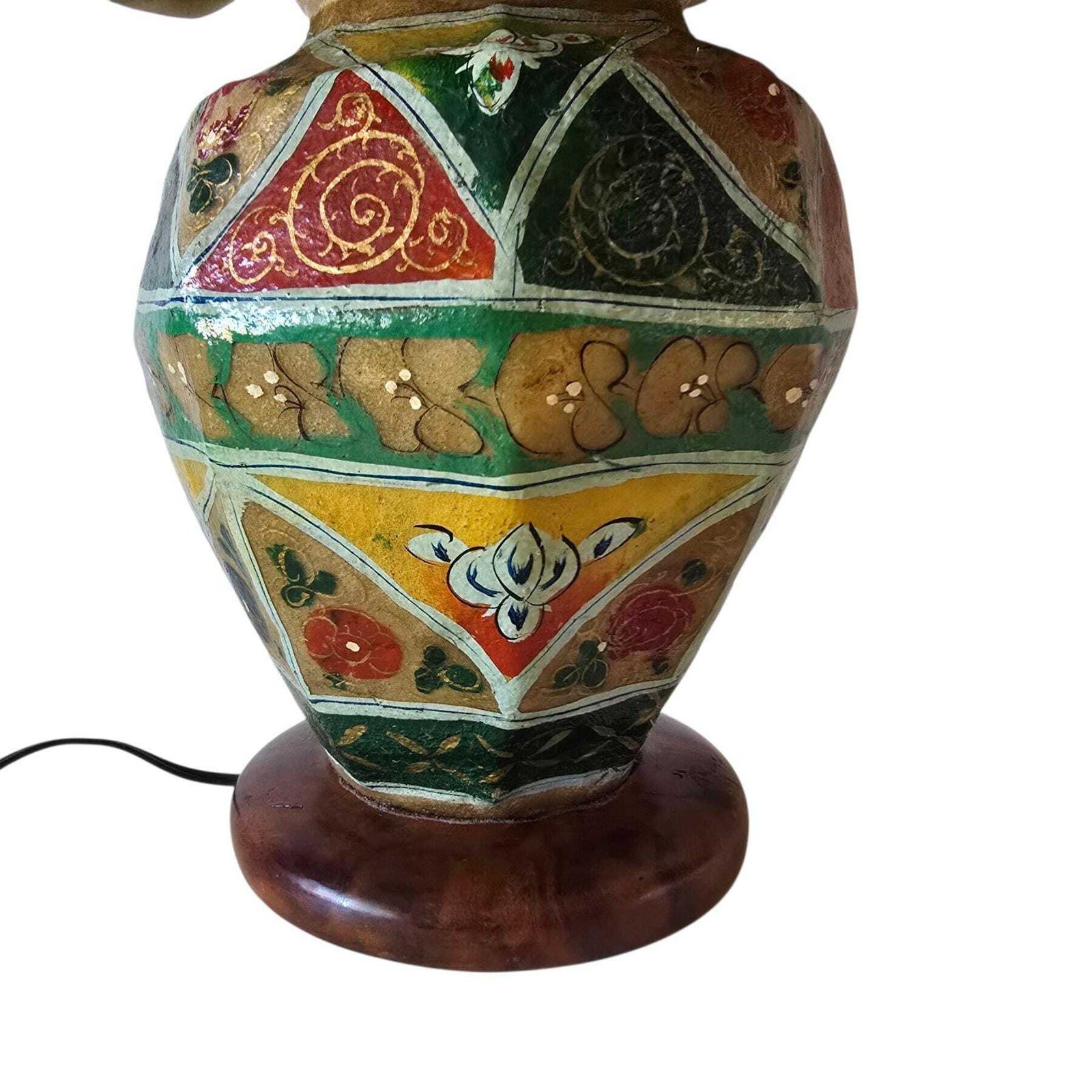 Delightful Vintage Retro Camel Skin Hand Painted Lamp photo vinterior