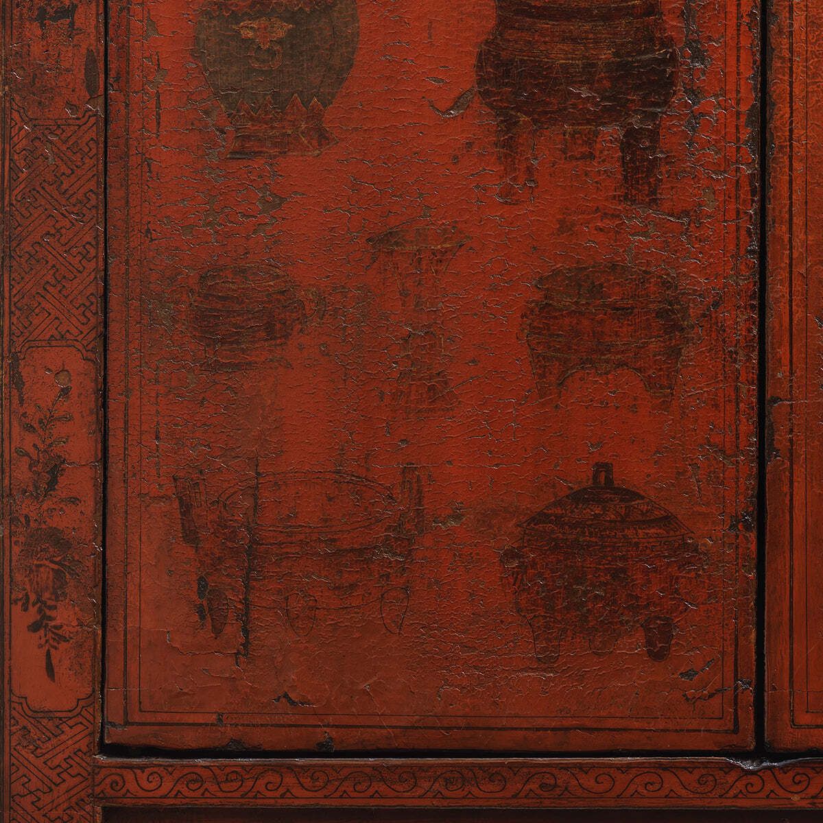 Large Red And Gold Armoire With Curios photo buy