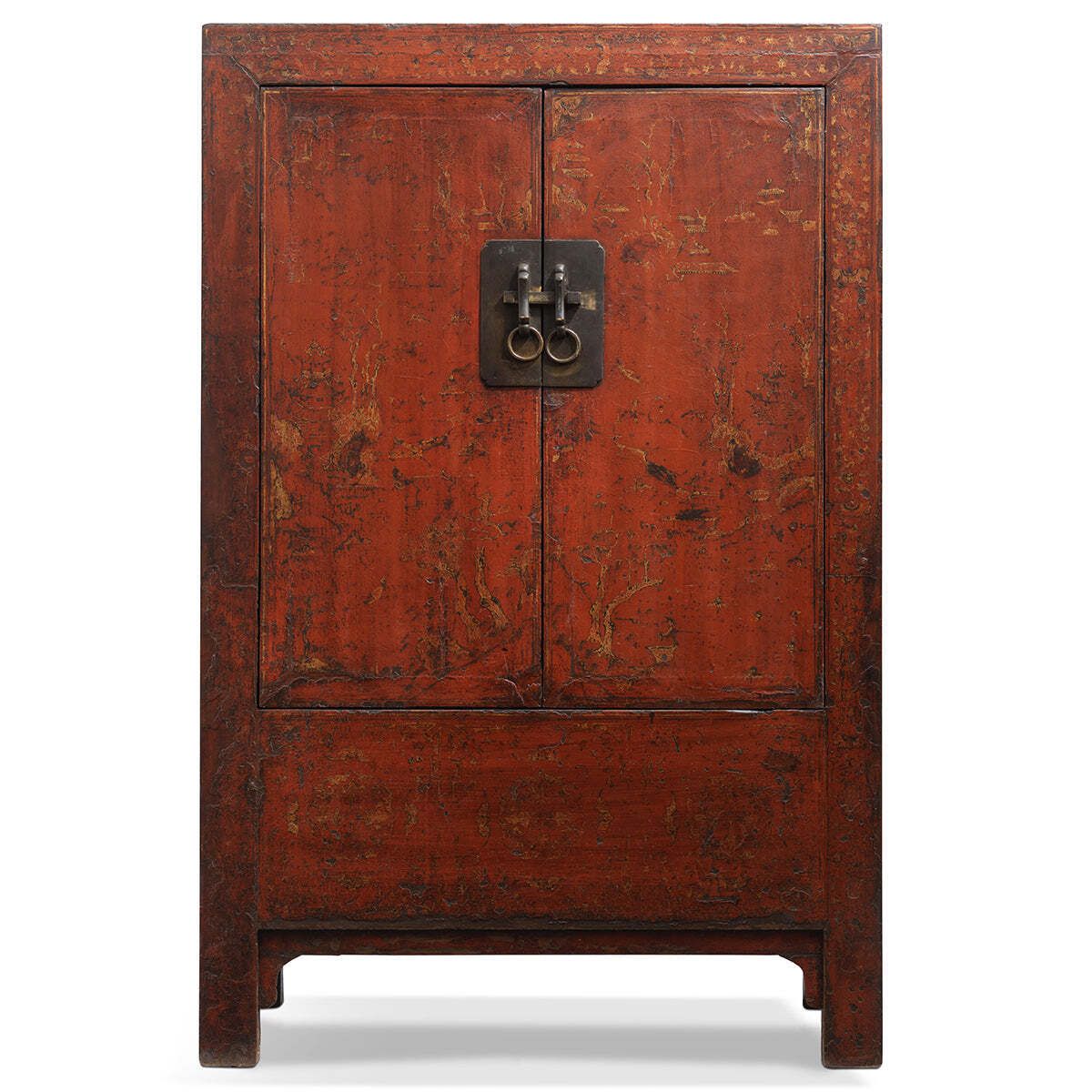 Large Red And Gold Shanxi Armoire photo for sale
