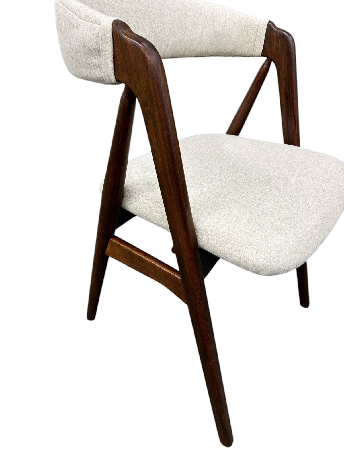 Furniture Danish Thomas Harlev For Farstrup Model 205 Teak & Cream Wool Dining Desk Chair Mid Century 1950s photo