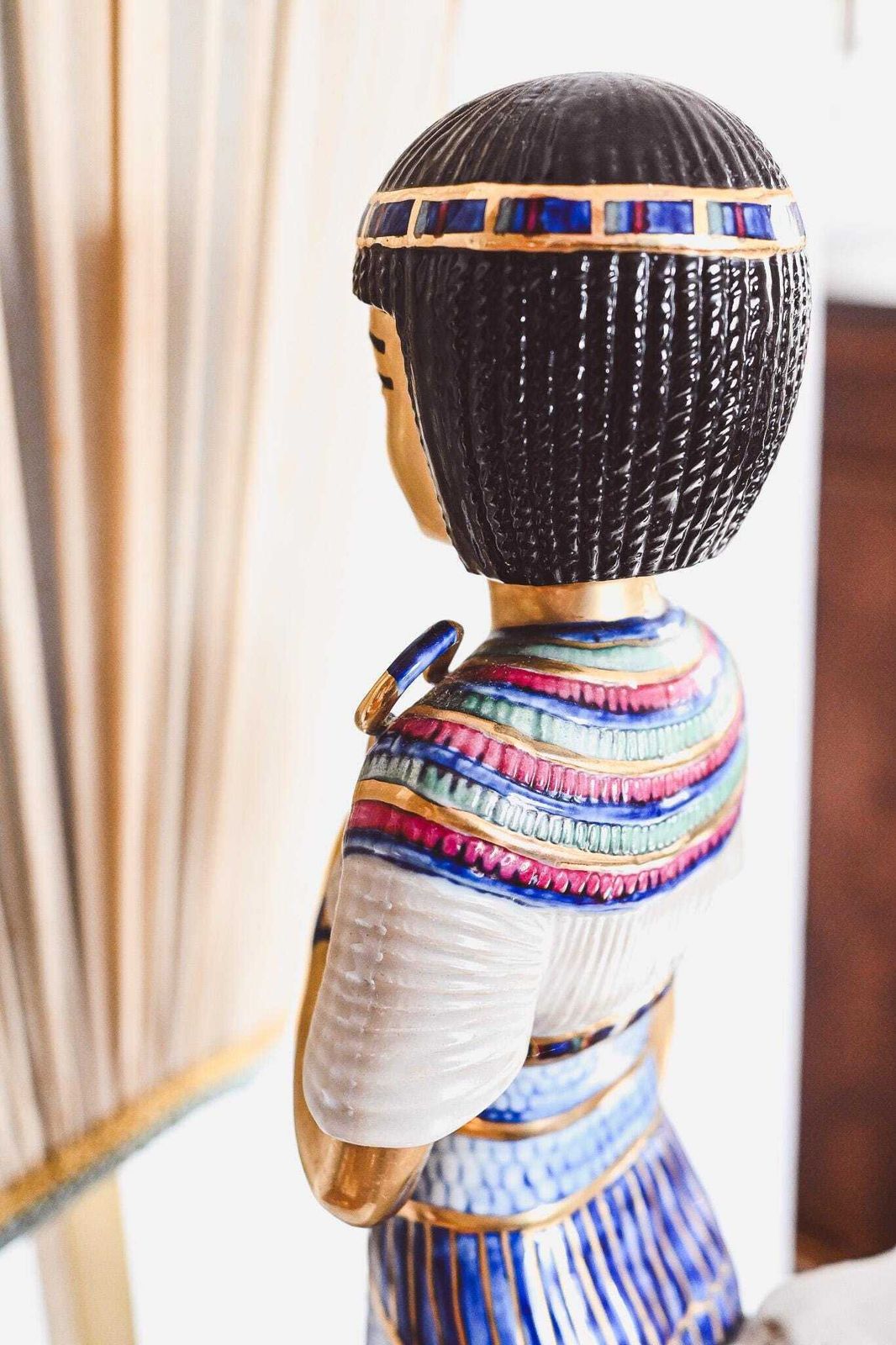Vintage Edoardo Tasca Capodimonte Egyptian Pharaoh Table Lamp 58cm Hollywood Regency Porcelain Italy 1950s photo vintage