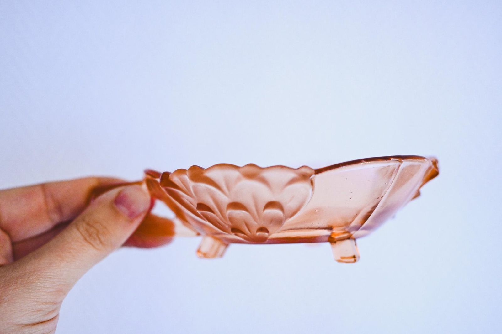 Vintage Czech Pink Depression Glass Berry Bowl Set 7 Pieces Floral Molded Glass Czechoslovakia 1930s Serving Bowl 24cm photo buy
