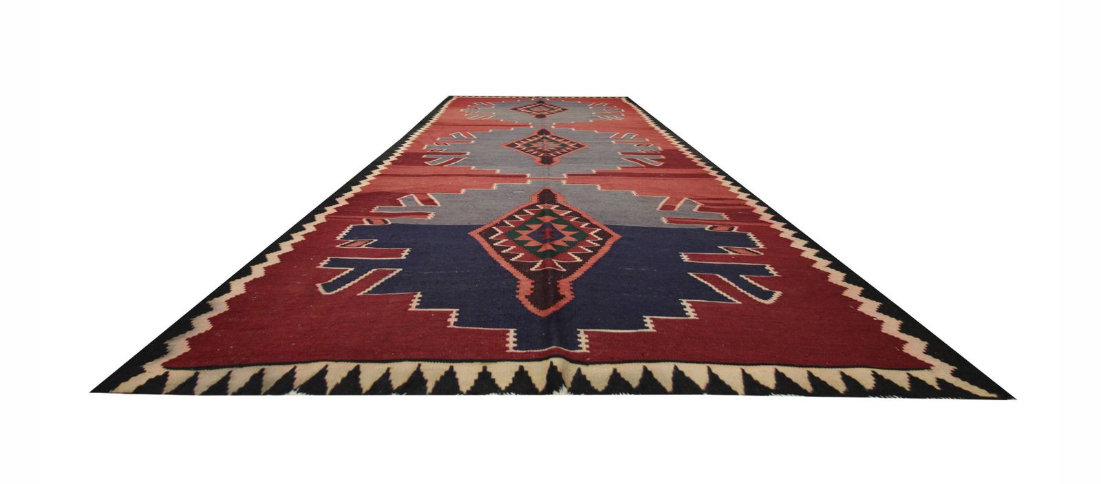 Kilim Rug In Grey And Burgundy Wool, 1970s photo for sale