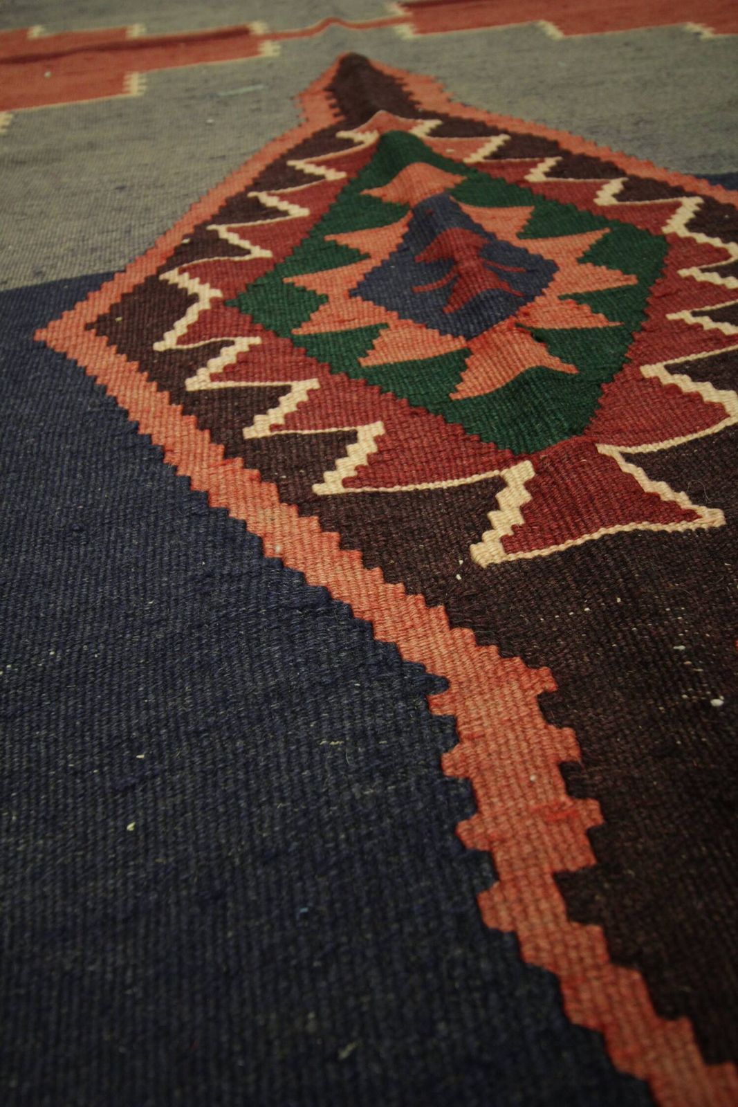 Kilim Rug In Grey And Burgundy Wool, 1970s photo vinterior