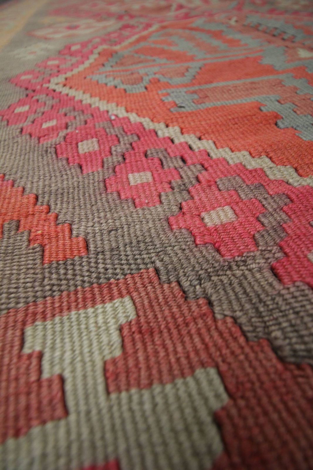 Vintage Kilim Rug From The 1960s, Handmade In Tribal Wool, 342 X 147 Cm photo Textiles