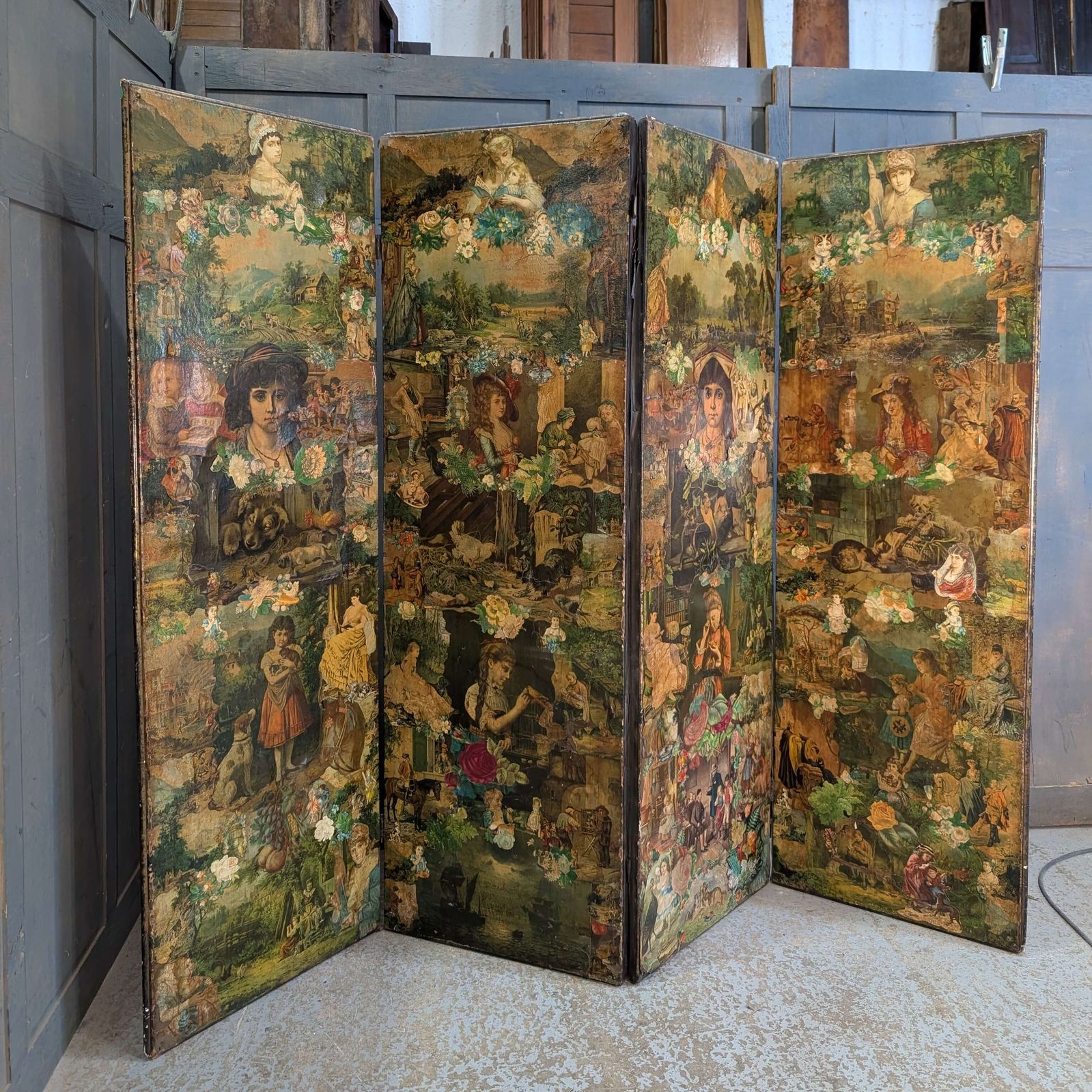 Colourful & Poignant Victorian Scrap Screen
