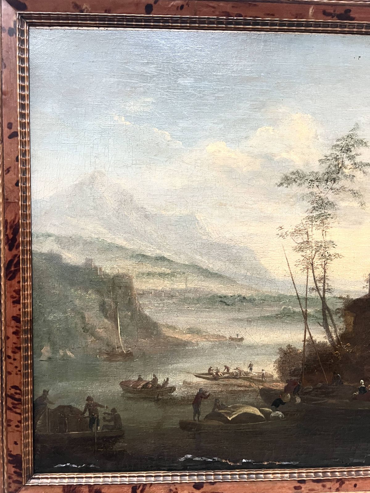 Oil On Canvas "Seascape And Mountains" 19th Century photo 1739.1
