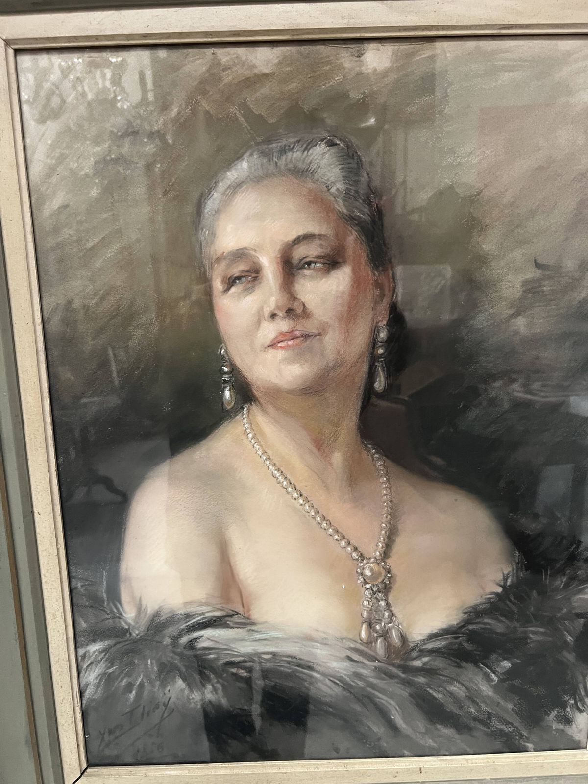 "Woman With Bare Shoulders By Yves Diey" Bust Portrait photo for sale