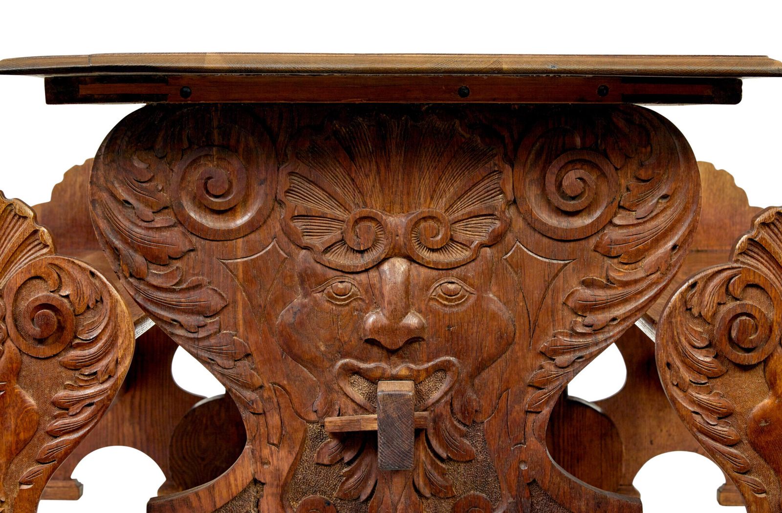 Flemish 19th Century Carved Oak Gothic Revival Dining Table And Benches photo buy