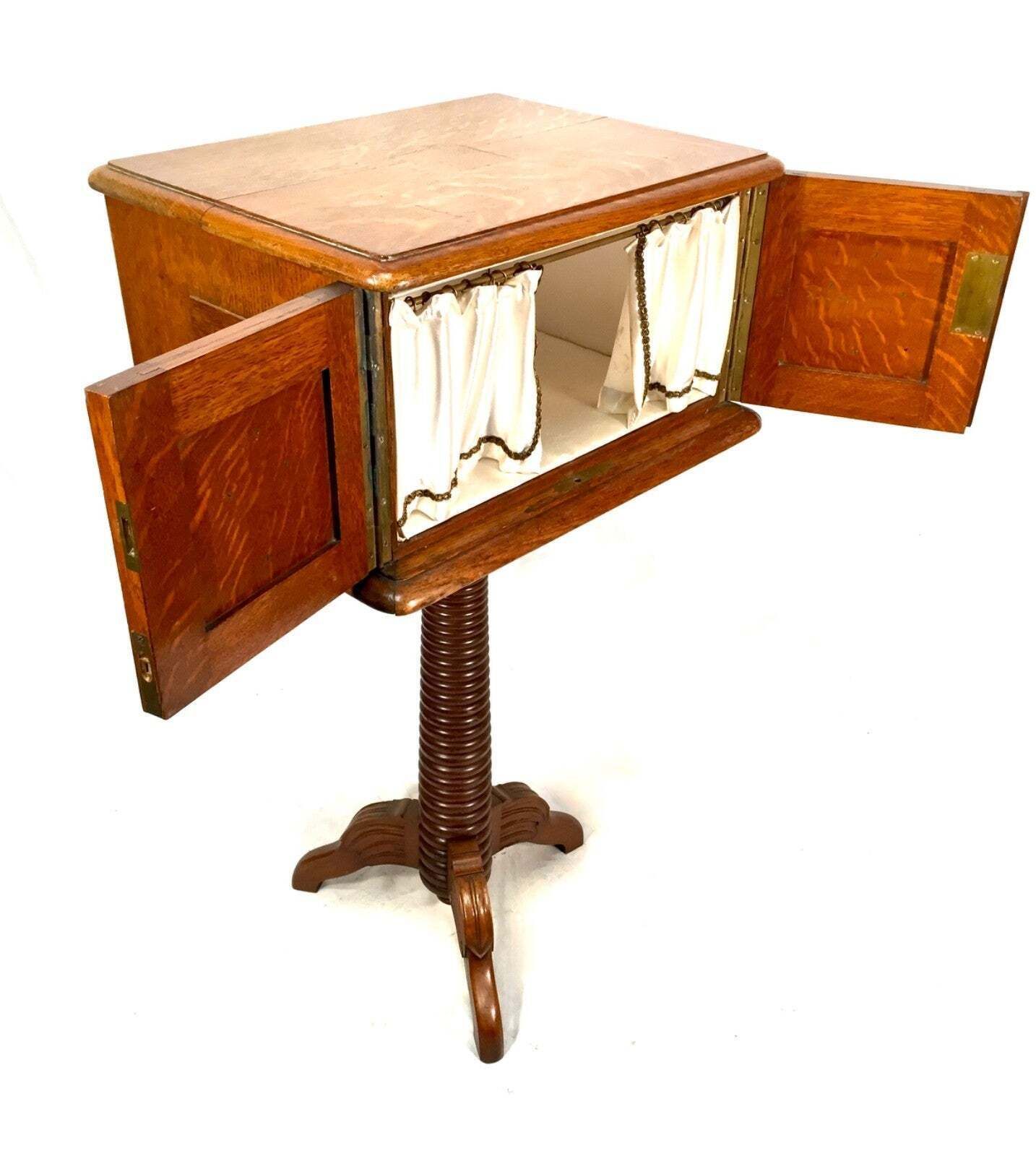 photo furniture Antique Wooden Church Used Storage Box Stand With Key Salvaged & Repurposed