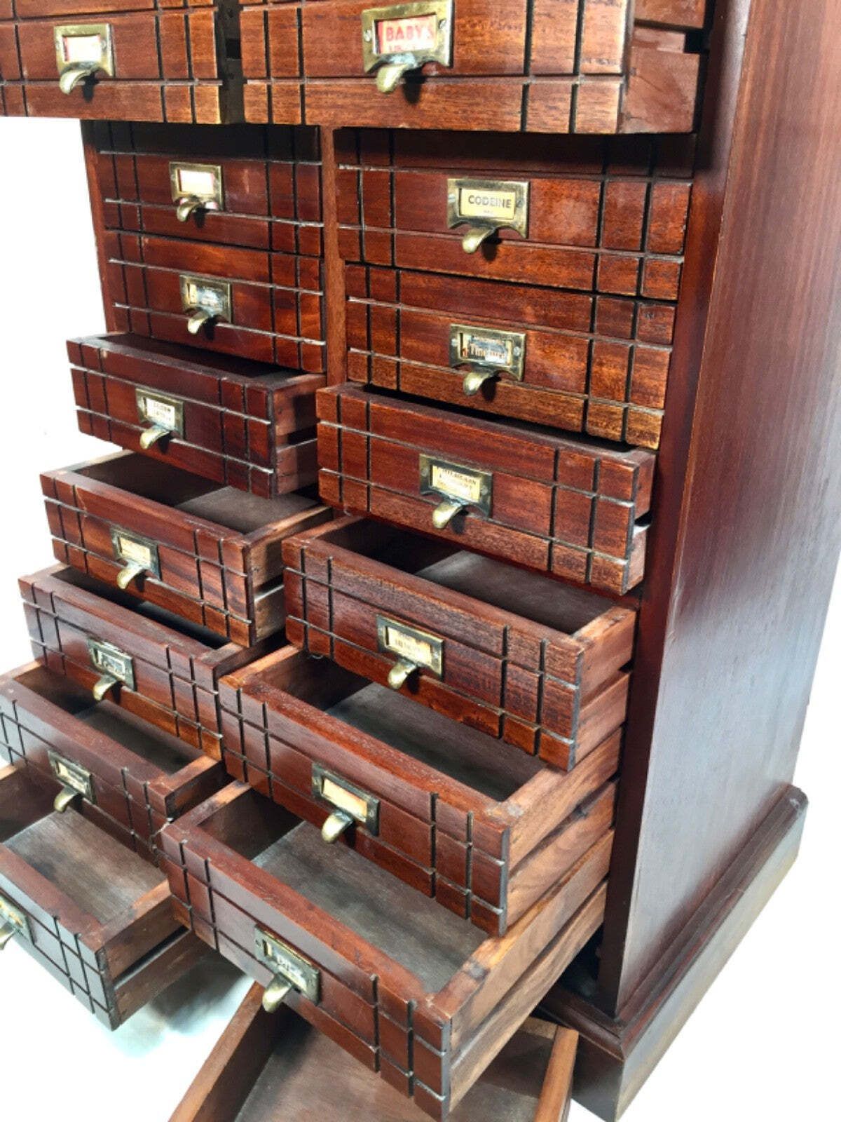 photo for sale Antique Large Wooden Apothecary Drawer Unit / Storage Filing Cabinet Chest C1900
