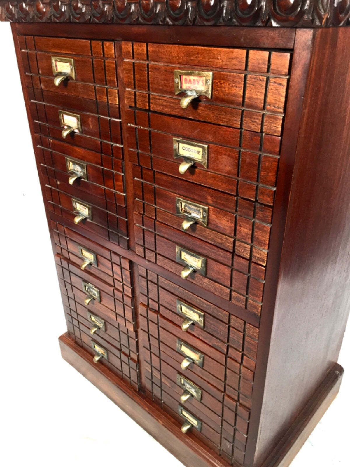 photo buy Antique Large Wooden Apothecary Drawer Unit / Storage Filing Cabinet Chest C1900