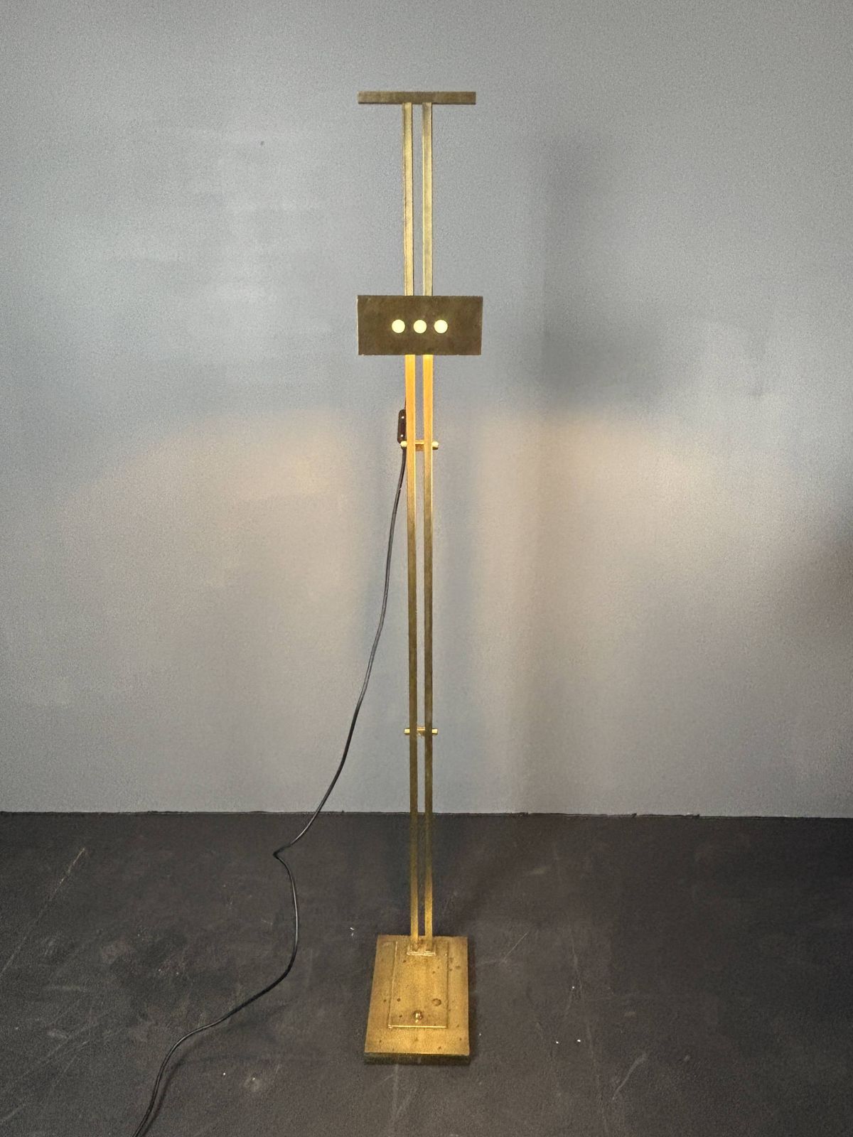 Brass Bauhaus Art Deco Adjustable Floor Lamp In The Style Of Marcel Breuer photo 3815.0