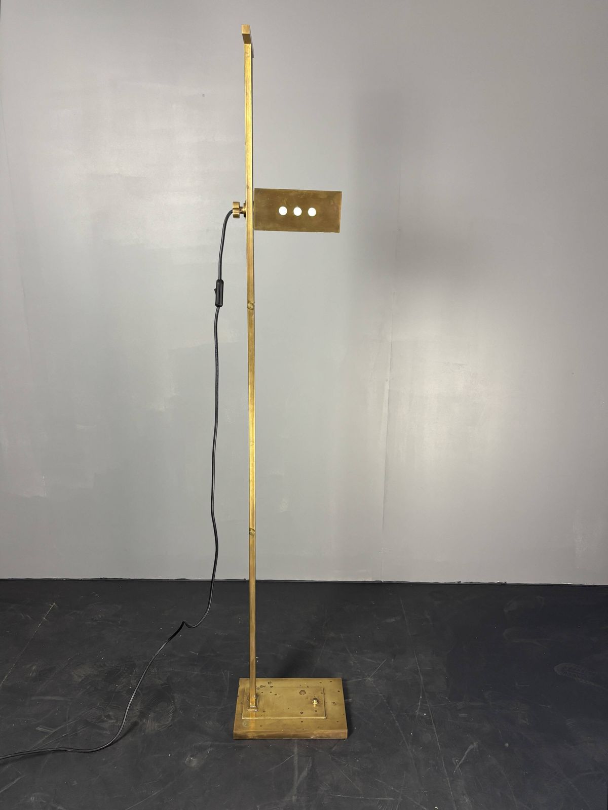 photo for sale Brass Bauhaus Art Deco Adjustable Floor Lamp In The Style Of Marcel Breuer