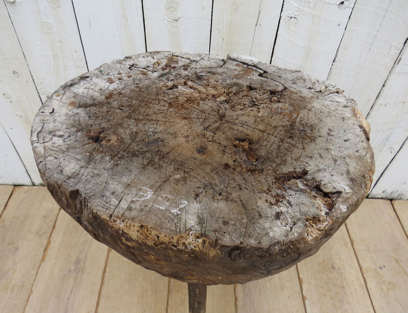 Antique French Chopping Block Side Table photo furniture