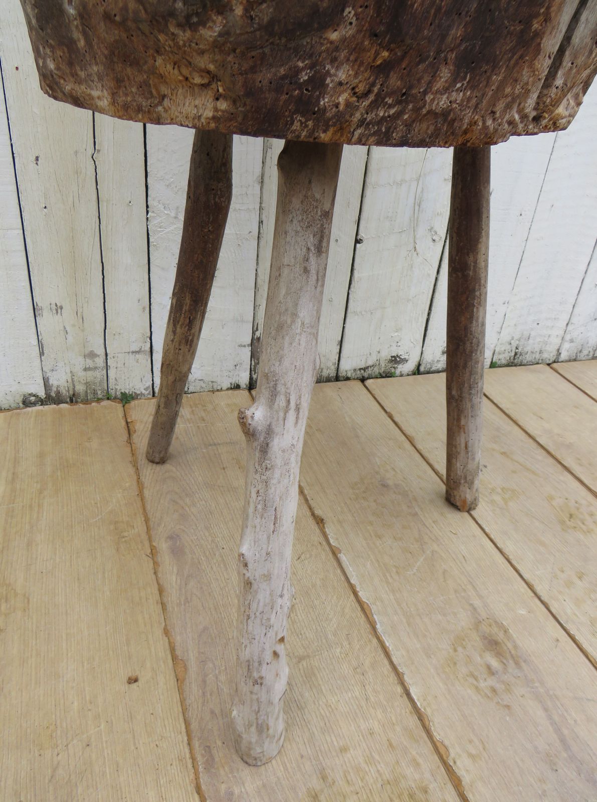 Antique French Chopping Block Side Table photo vinterior