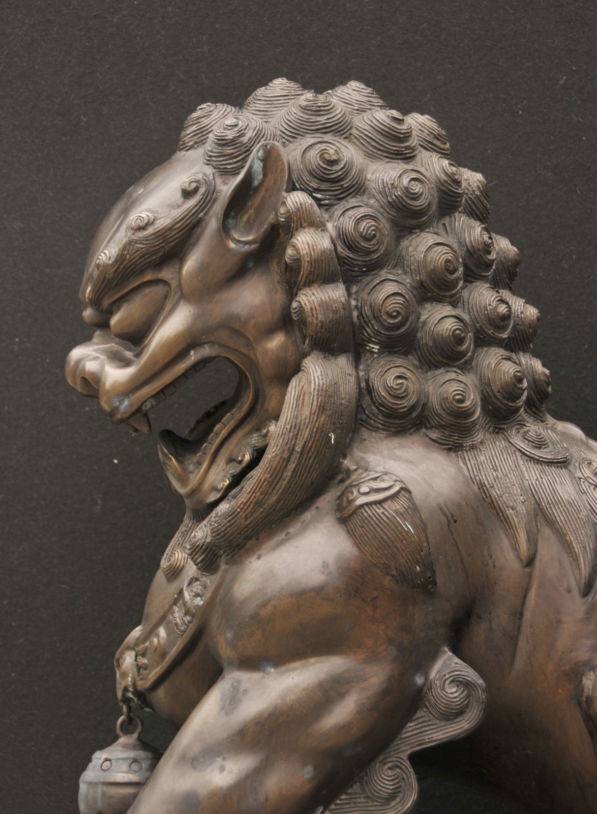 photo furniture Pair Xl Bronze Chinese Dogs   Foo Keiloon Fu Temple Statue China