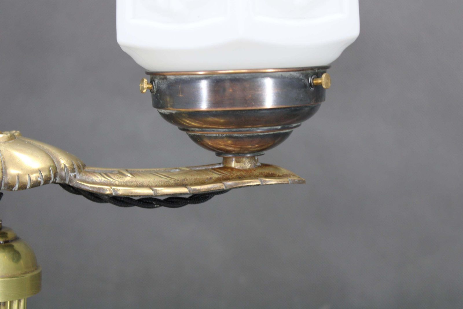 photo furniture 1930s Secession Brass And Glass Dual Desk Lamp, Czechoslovakia