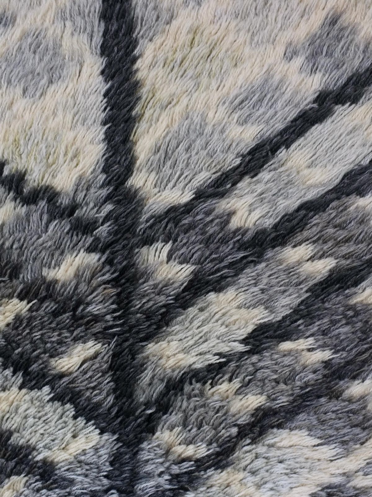 Mid Century Gray Wool Rya Rug | Sweden | 1960s photo for sale