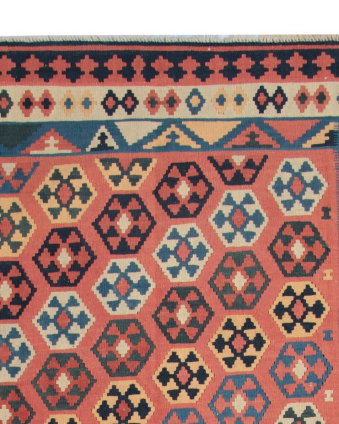 Tapis De Couloir Kilim Vintage à Tissage Plat Rouge, Bleu Et Terracotta, 323 X 218 Cm photo buy