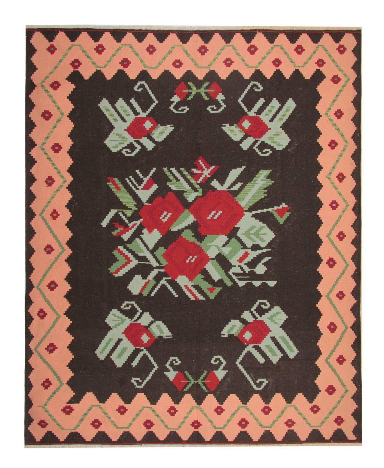 photo for sale Moldovan Kilim Wool Rug, Large Flat Woven Floral Pattern, Folk Art, 306 X 242 Cm