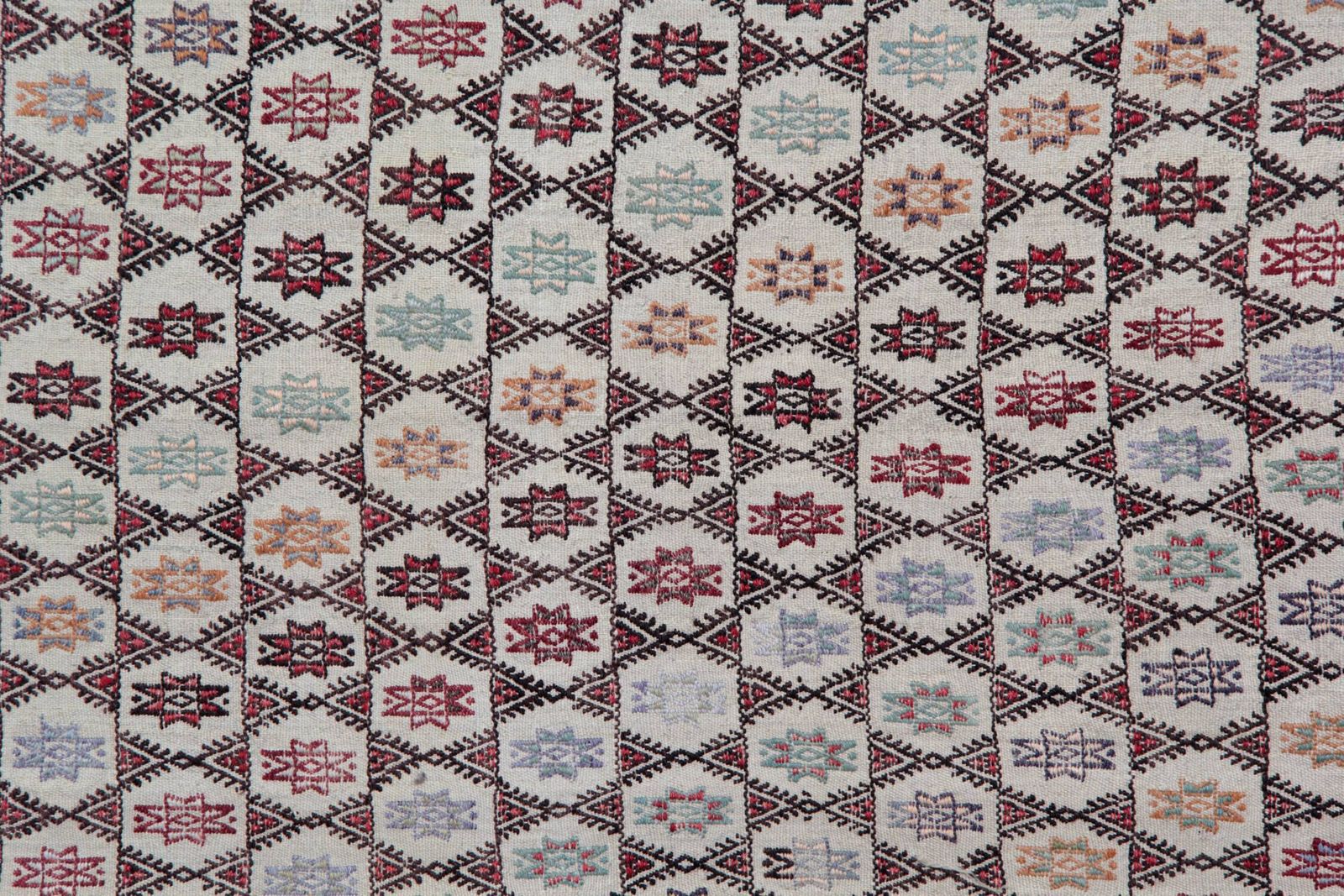 Antique Turkish Kilim Rug: Beige Wool, Zigzag Tribal Pattern, 141 X 235 Cm photo for sale