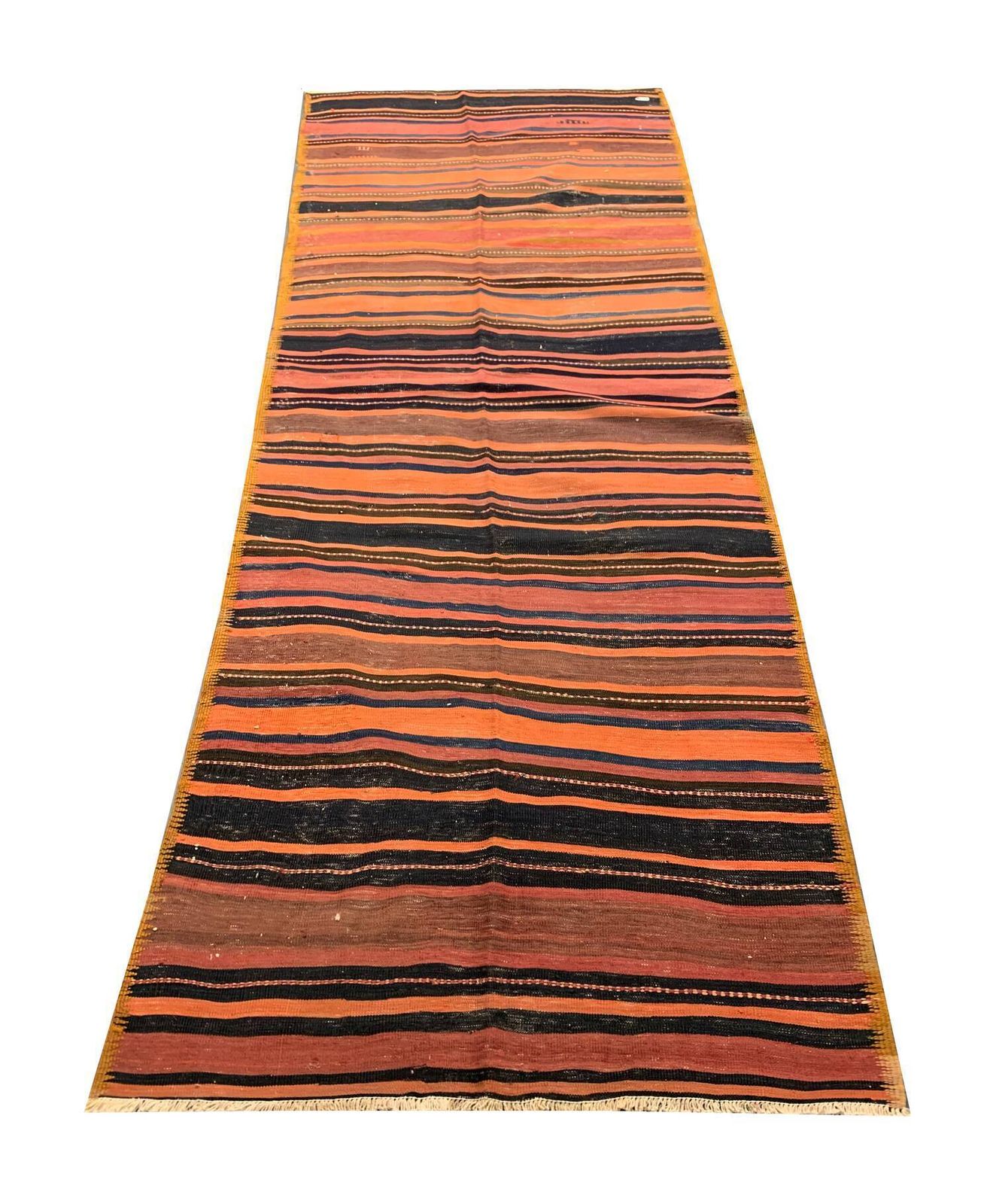 Anatolian Kilim Rug From The 1960s, Hand Woven Striped Wool Rug, 125 X 363 Cm photo furniture